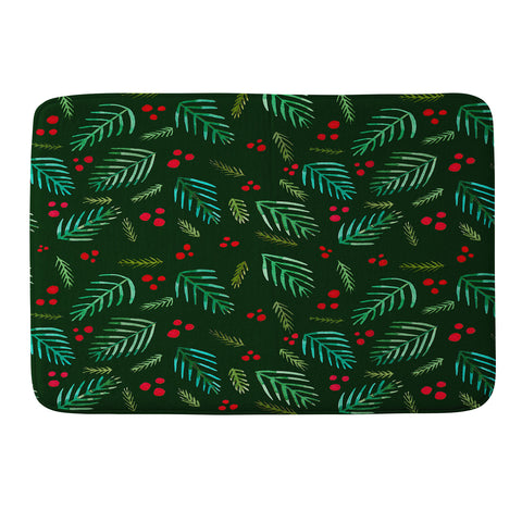 Angela Minca Xmas branches green Memory Foam Bath Mat