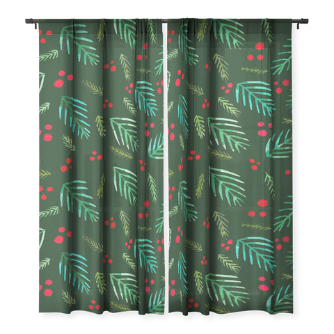 Angela Minca Xmas branches green Sheer Non Repeat