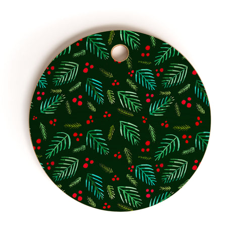 Angela Minca Xmas branches green Cutting Board Round