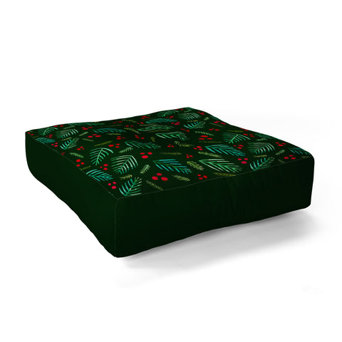 Angela Minca Xmas branches green Floor Pillow Square