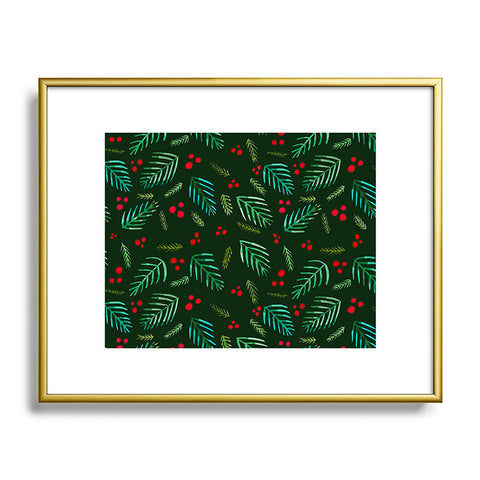 Angela Minca Xmas branches green Metal Framed Art Print