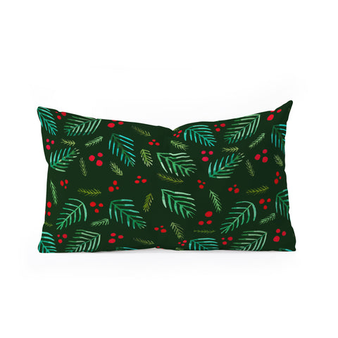 Angela Minca Xmas branches green Oblong Throw Pillow