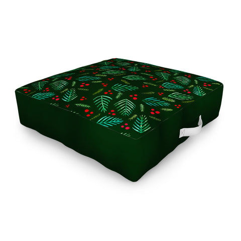 Angela Minca Xmas branches green Outdoor Floor Cushion