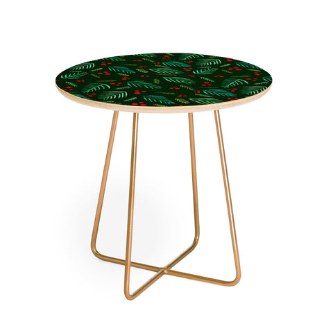 Angela Minca Xmas branches green Round Side Table
