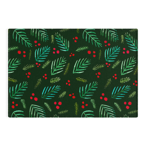 Angela Minca Xmas branches green Outdoor Rug