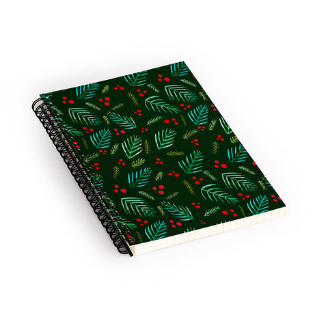 Angela Minca Xmas branches green Spiral Notebook