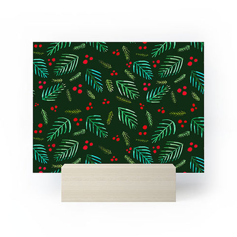 Angela Minca Xmas branches green Mini Art Print
