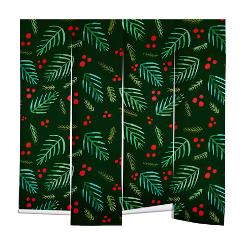 Angela Minca Xmas branches green Wall Mural