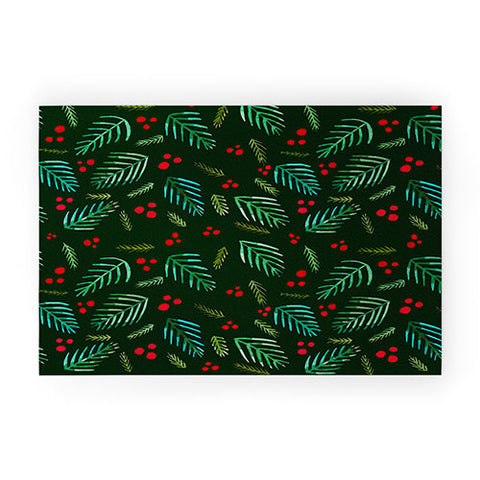 Angela Minca Xmas branches green Welcome Mat