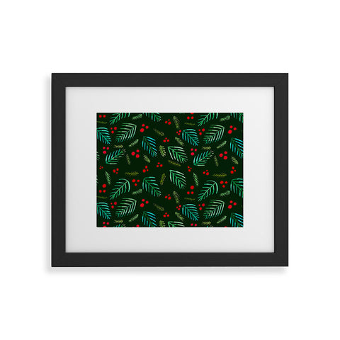Angela Minca Xmas branches green Framed Art Print