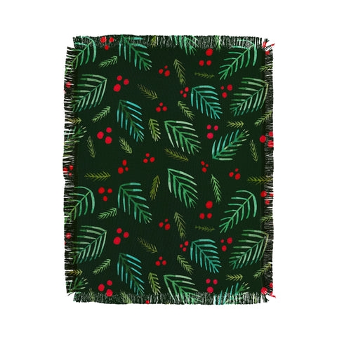 Angela Minca Xmas branches green Throw Blanket