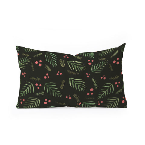 Angela Minca Xmas branches vintage Oblong Throw Pillow