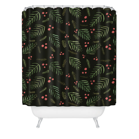 Angela Minca Xmas branches vintage Shower Curtain