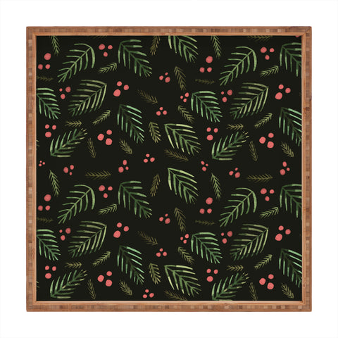 Angela Minca Xmas branches vintage Square Tray