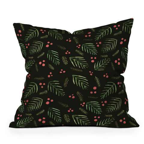 Angela Minca Xmas branches vintage Throw Pillow