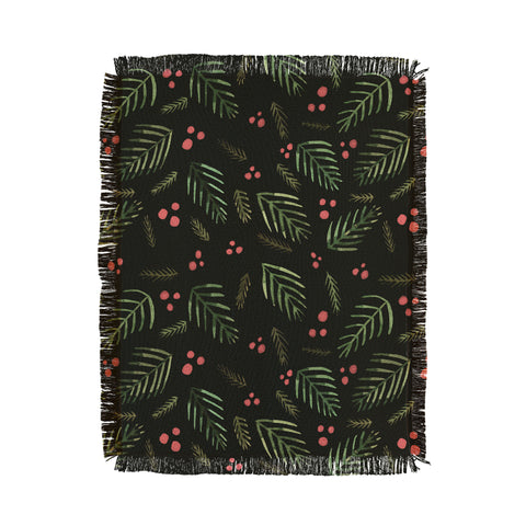 Angela Minca Xmas branches vintage Throw Blanket