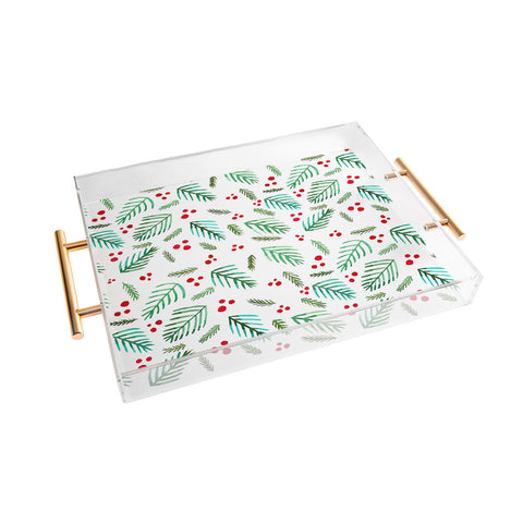 Angela Minca Xmas branches white Acrylic Tray