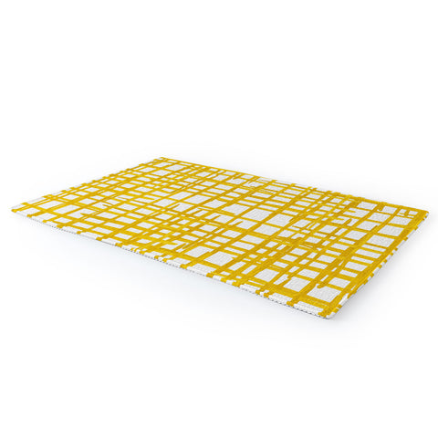 Angela Minca Yellow abstract grid Area Rug