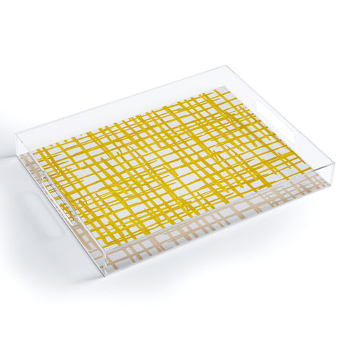 Angela Minca Yellow abstract grid Acrylic Tray