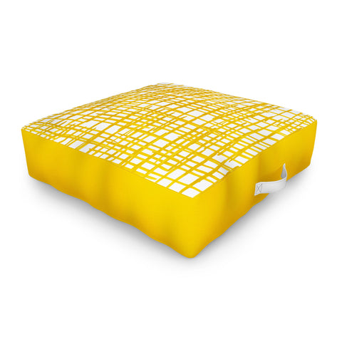 Angela Minca Yellow abstract grid Outdoor Floor Cushion