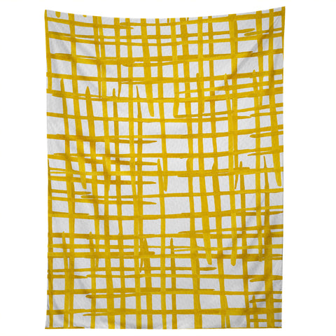 Angela Minca Yellow abstract grid Tapestry