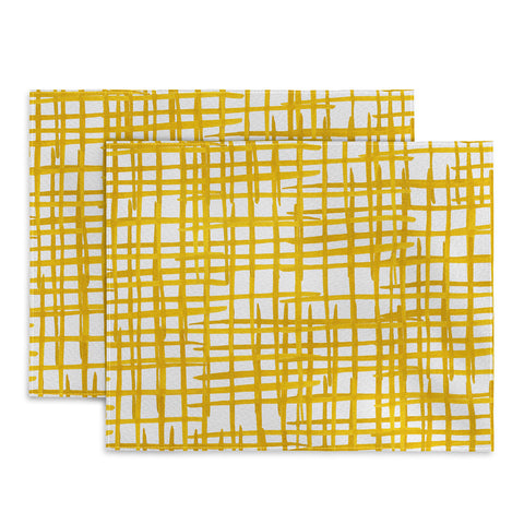 Angela Minca Yellow abstract grid Placemat