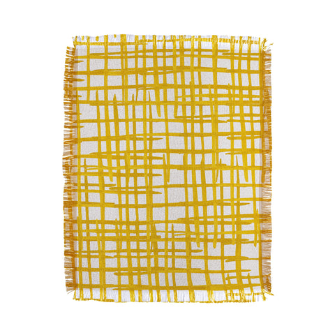 Angela Minca Yellow abstract grid Throw Blanket