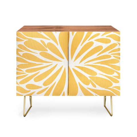 Angela Minca Yellow pastel floral burst Credenza