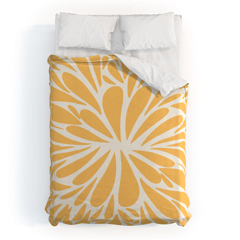 Angela Minca Yellow pastel floral burst Duvet Cover