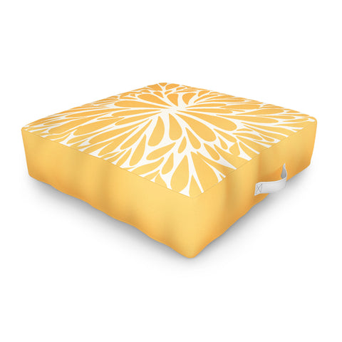 Angela Minca Yellow pastel floral burst Outdoor Floor Cushion