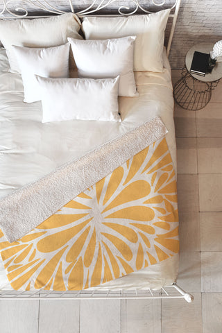 Angela Minca Yellow pastel floral burst Fleece Throw Blanket
