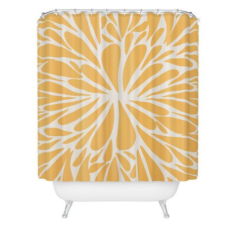 Angela Minca Yellow pastel floral burst Shower Curtain