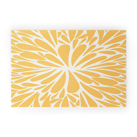 Angela Minca Yellow pastel floral burst Welcome Mat
