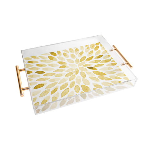 Angela Minca Yellow watercolor strokes Acrylic Tray