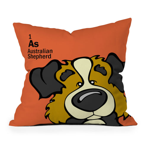 Angry Squirrel Studio Australian Shepard 1 Outdoor Throw Pillow