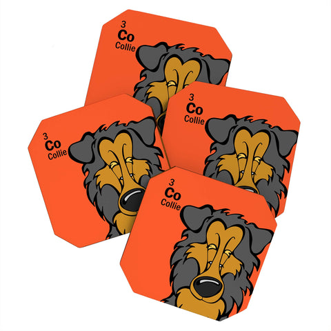 Angry Squirrel Studio Collie 3 Coaster Set