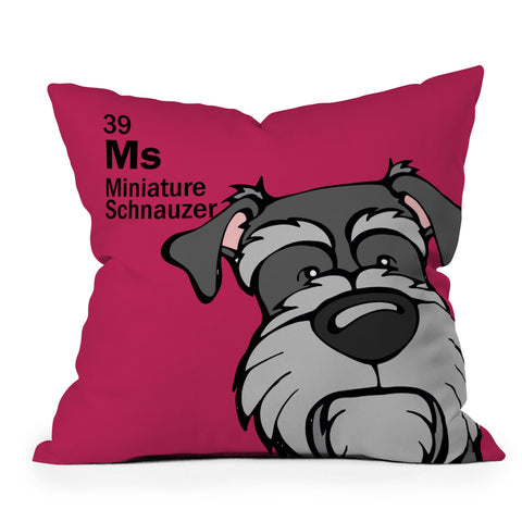 Angry Squirrel Studio Miniature Schnauzer 39 Outdoor Throw Pillow