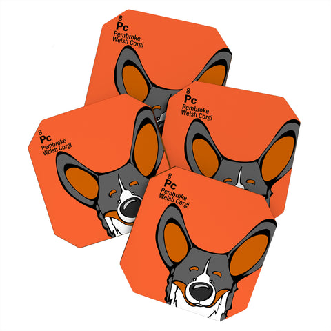 Angry Squirrel Studio Pembroke Welsh Corgi 8 Coaster Set