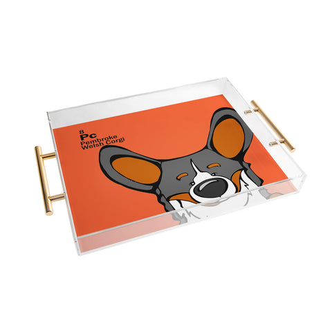 Angry Squirrel Studio Pembroke Welsh Corgi 8 Acrylic Tray