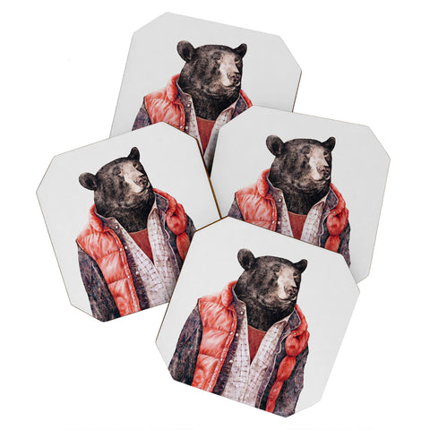 Animal Crew Black Bear Coaster Set