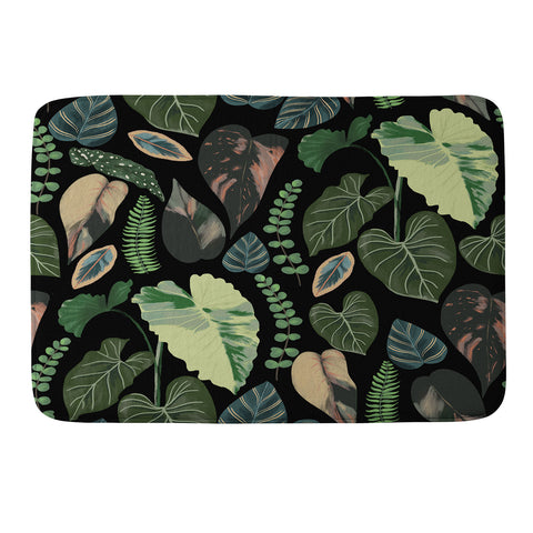 Anis Illustration Black Forest Leaves Memory Foam Bath Mat