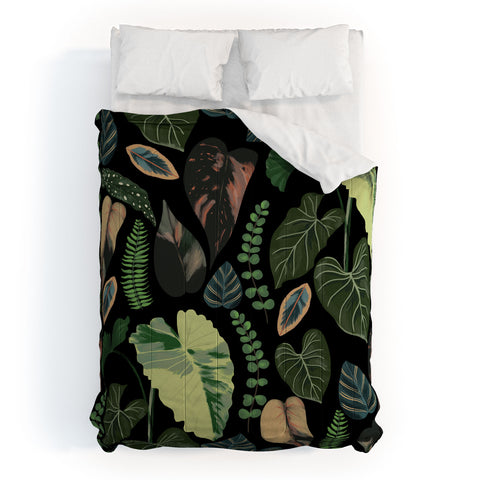 Anis Illustration Black Forest Leaves Comforter