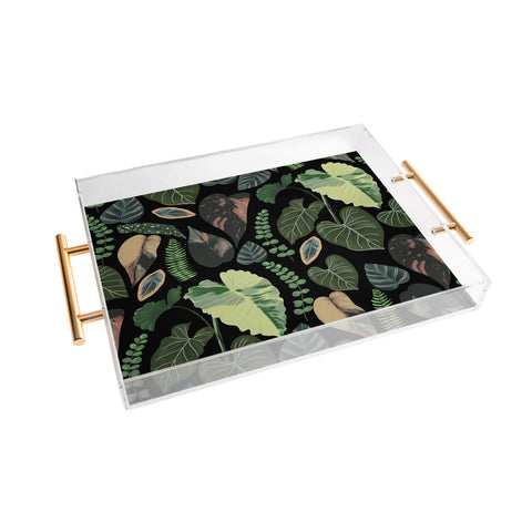 Anis Illustration Black Forest Leaves Acrylic Tray