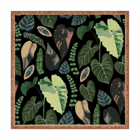 Anis Illustration Black Forest Leaves Square Tray