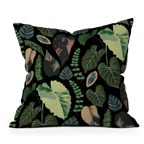 Anis Illustration Black Forest Leaves Throw Pillow