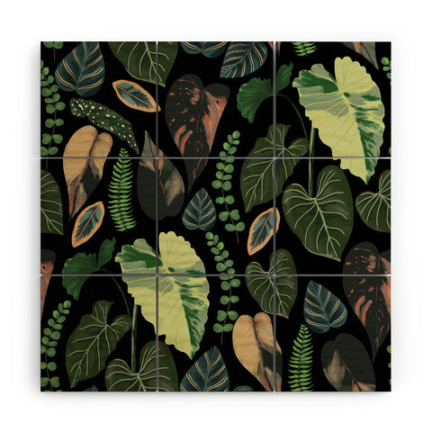 Anis Illustration Black Forest Leaves Wood Wall Mural