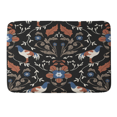Anis Illustration Black Roosters Memory Foam Bath Mat