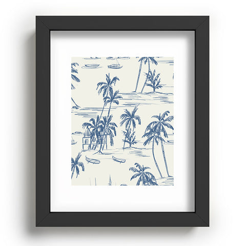 Anis Illustration Blue Beach Pattern Recessed Framing Rectangle