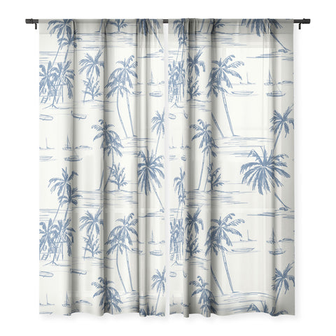 Anis Illustration Blue Beach Pattern Sheer Non Repeat