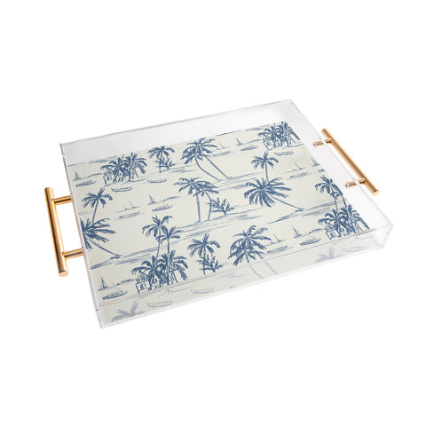 Anis Illustration Blue Beach Pattern Acrylic Tray